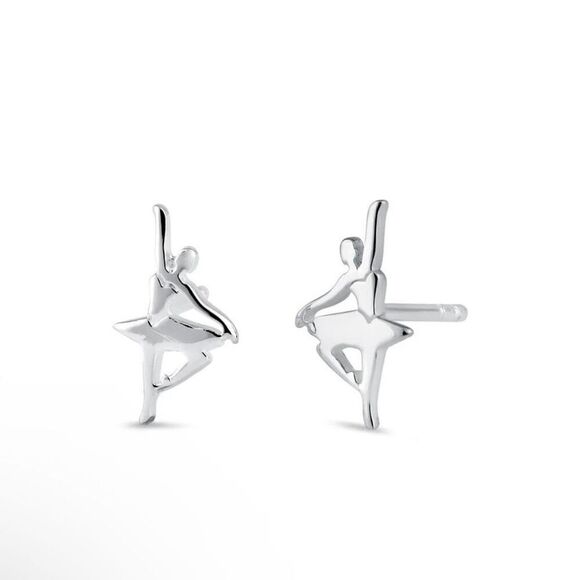 New Sterling Silver Ballerina Stud Earrings - Picture 2 of 5